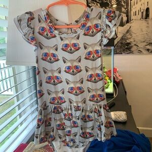 Charming Kids Dress with Raccoon Print